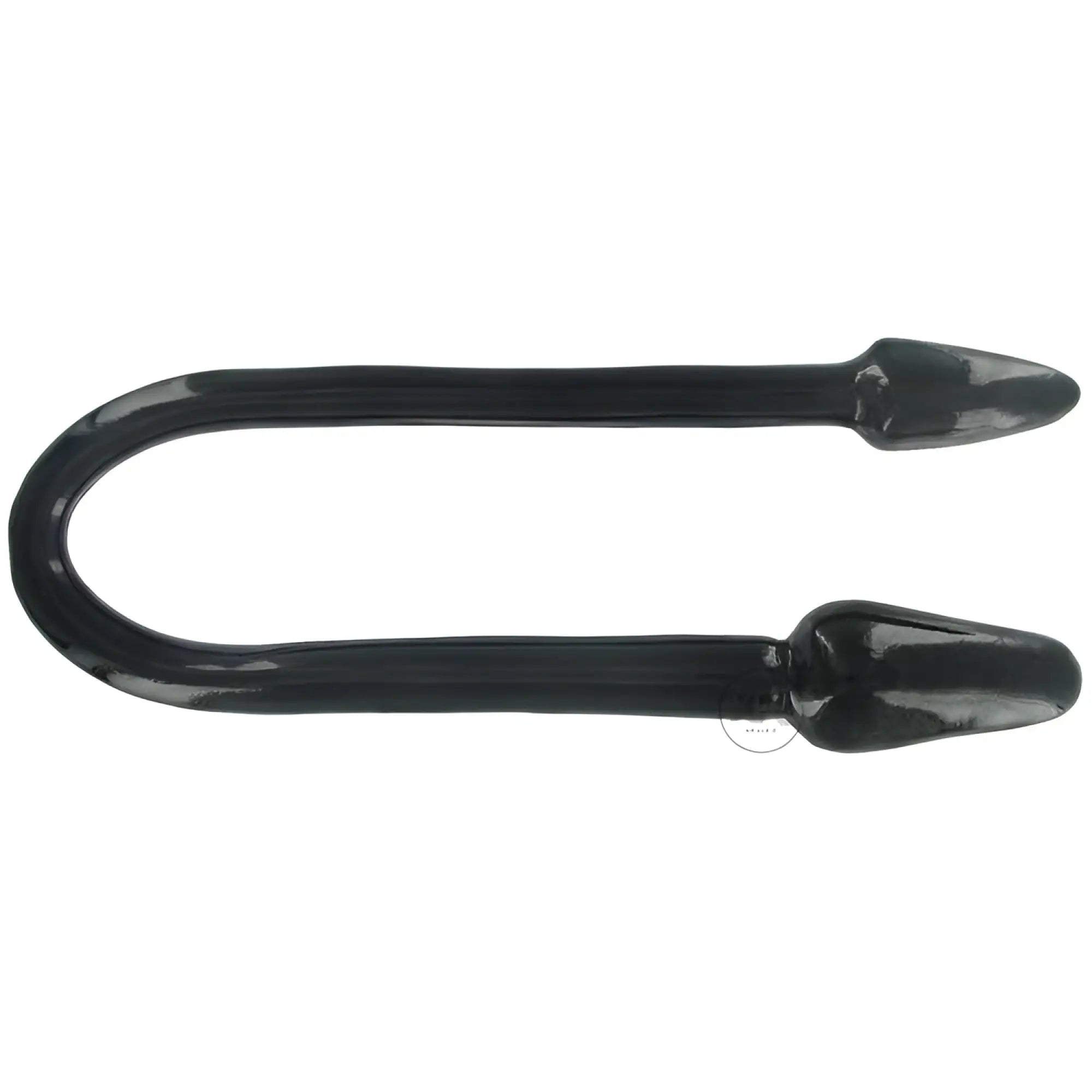 Master Series Raven Tail double-sided black silicone anal plug with two tapered tips connected by a flexible loop.