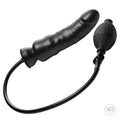 Master Series Renegade black inflatable dildo with a textured hand pump connected by a black tube.