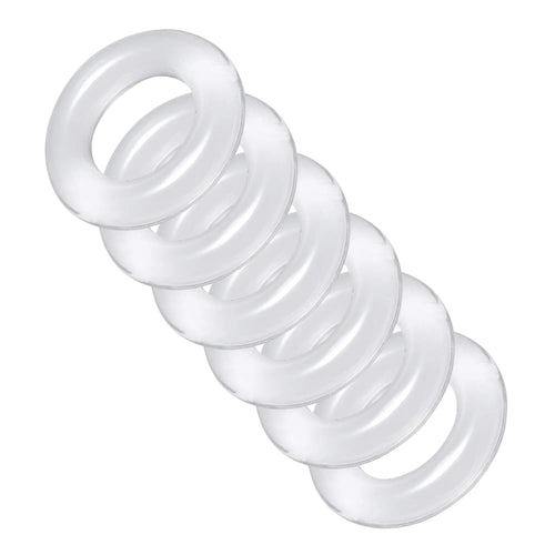 Master Series Ring Master Custom Ball Stretcher Kit: Five smooth, clear, circular rings stacked diagonally.