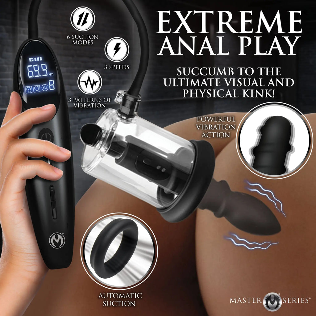Master Series Rosebud Driller: A black handheld control unit with display connected to a clear suction pump and probe.