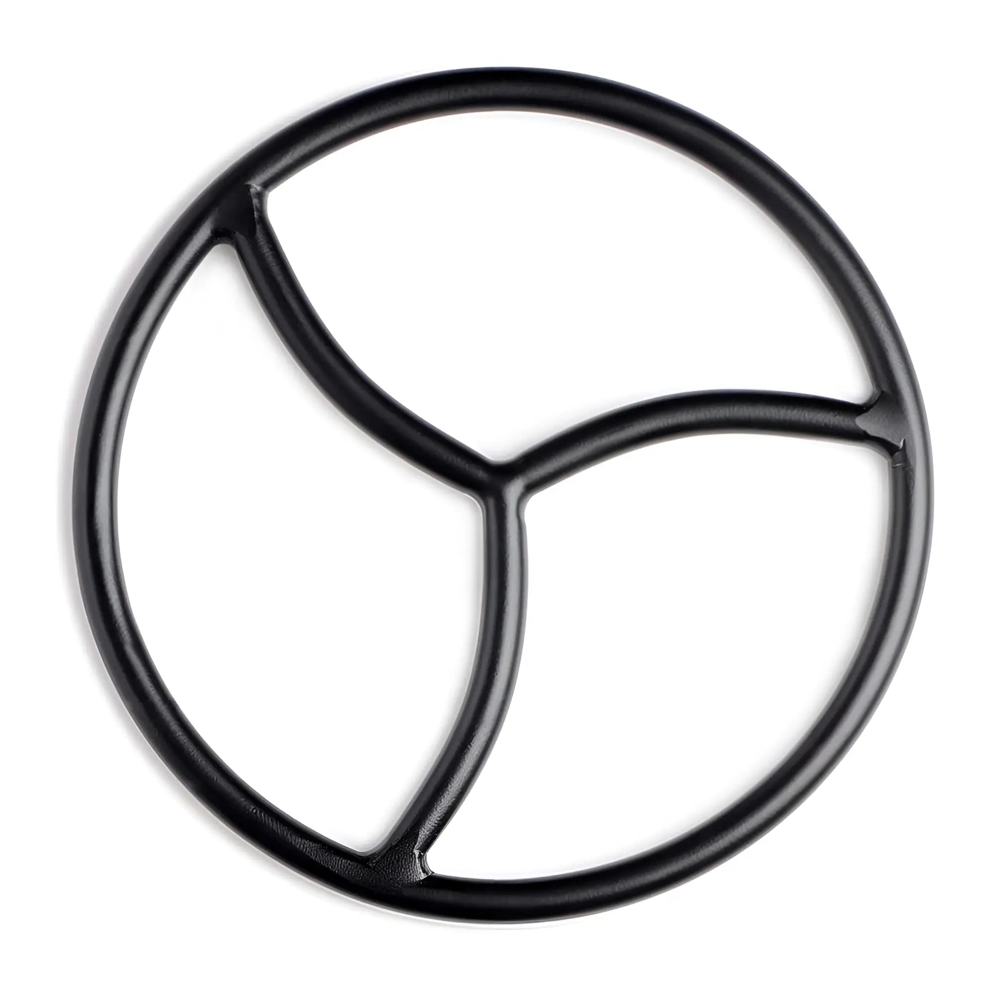 Master Series Shibari Bondage Suspension Ring: a black, circular metal ring with a three-pronged interior divider.