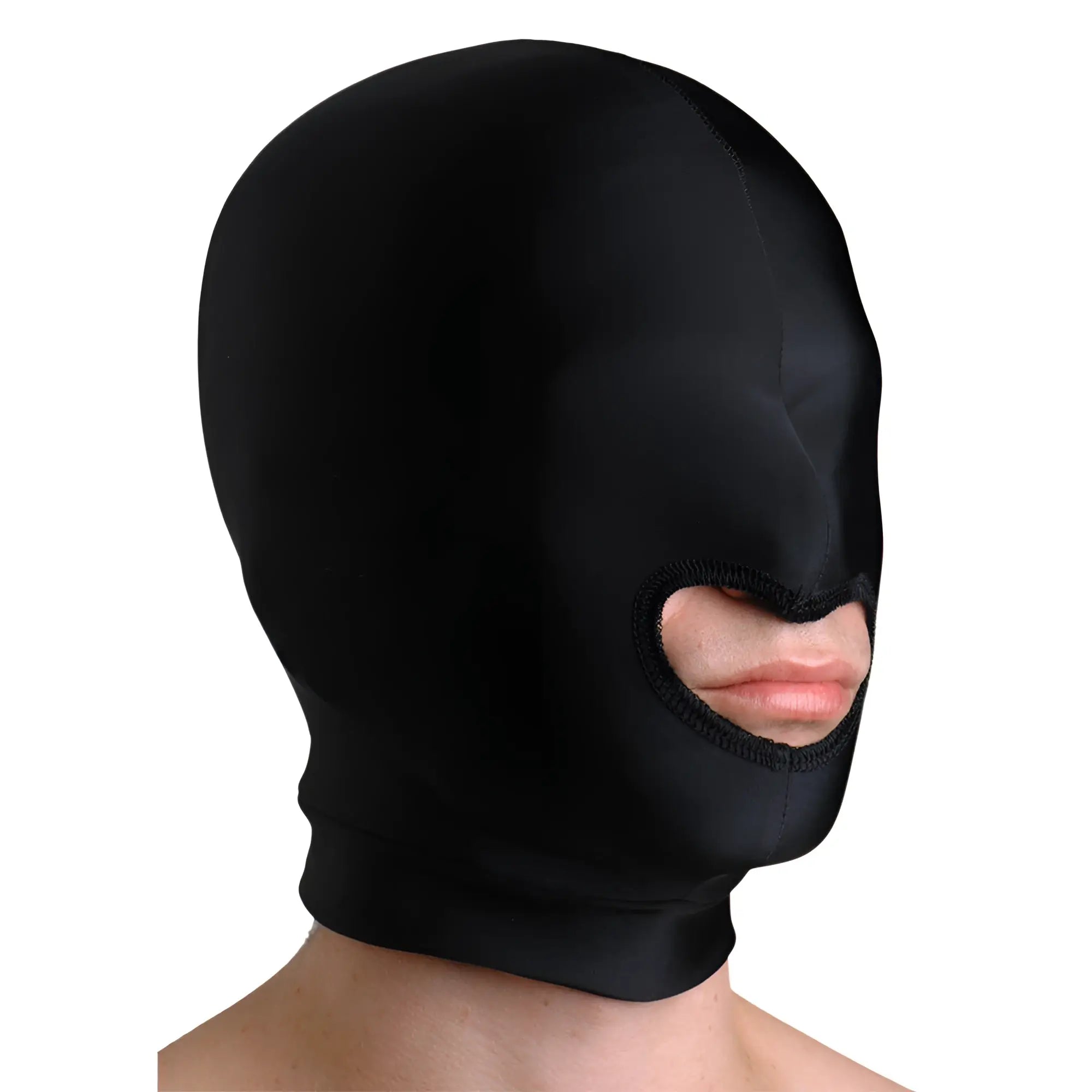 Master Series Spandex Hood: a sleek, black, full-head mask with a single cutout for the mouth.