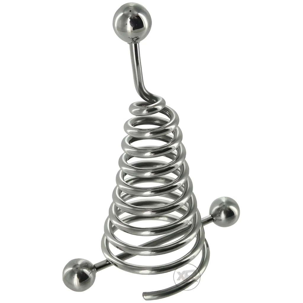 Master Series The Spiral Nipple Extender with silver-tone metal conical coil design and barbell attachments.