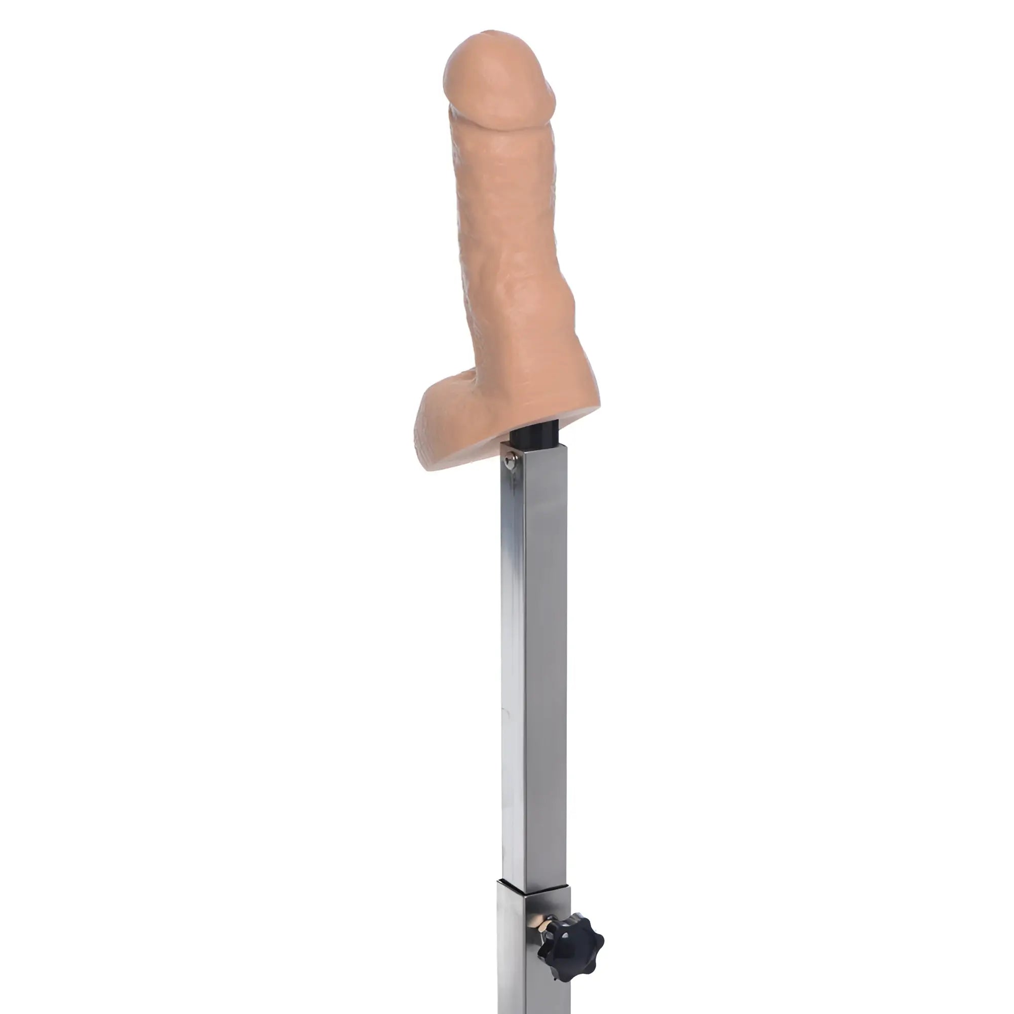 Master Series Squat Anal Impaler: a flesh-toned, realistic dildo mounted on an adjustable stainless steel metal stand.