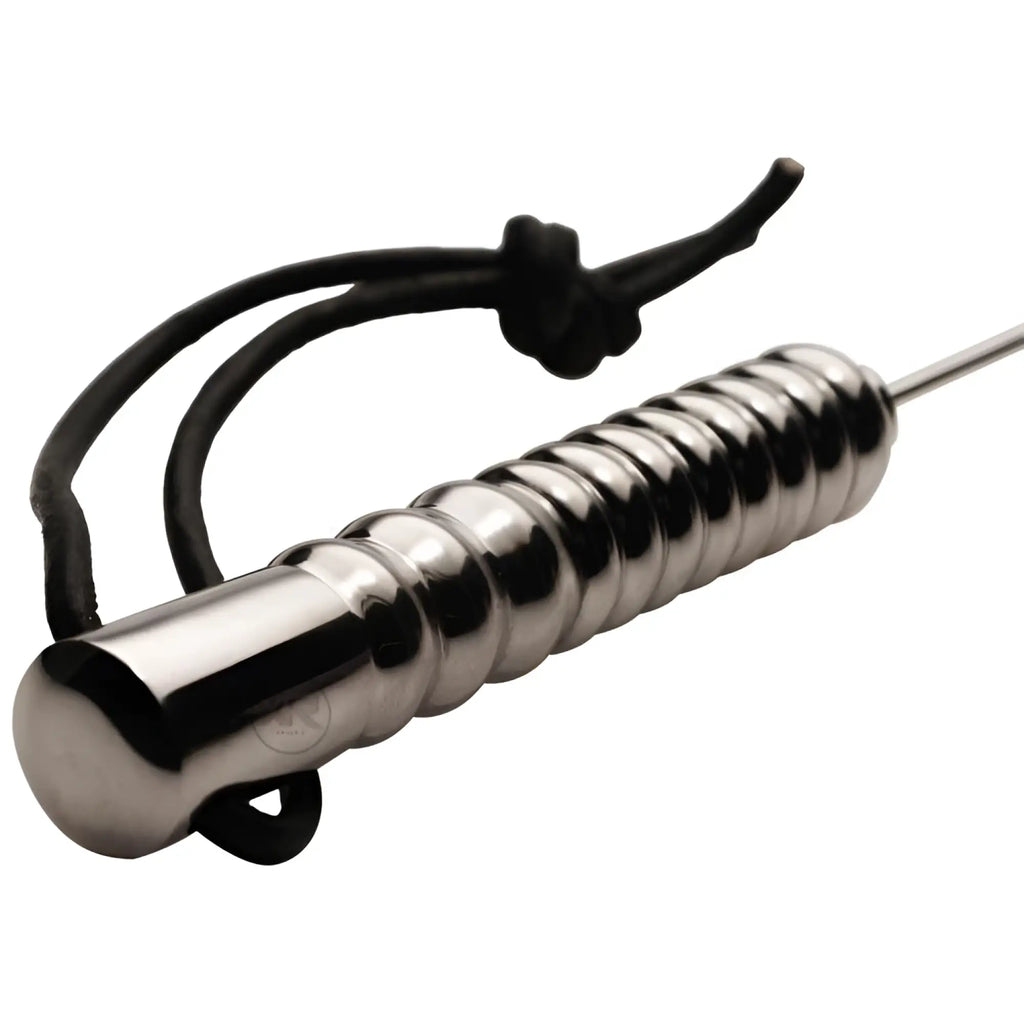Master Series Stainless Steel Whipping Rod with a ribbed, chrome handle and a thin, pointed metallic tip.