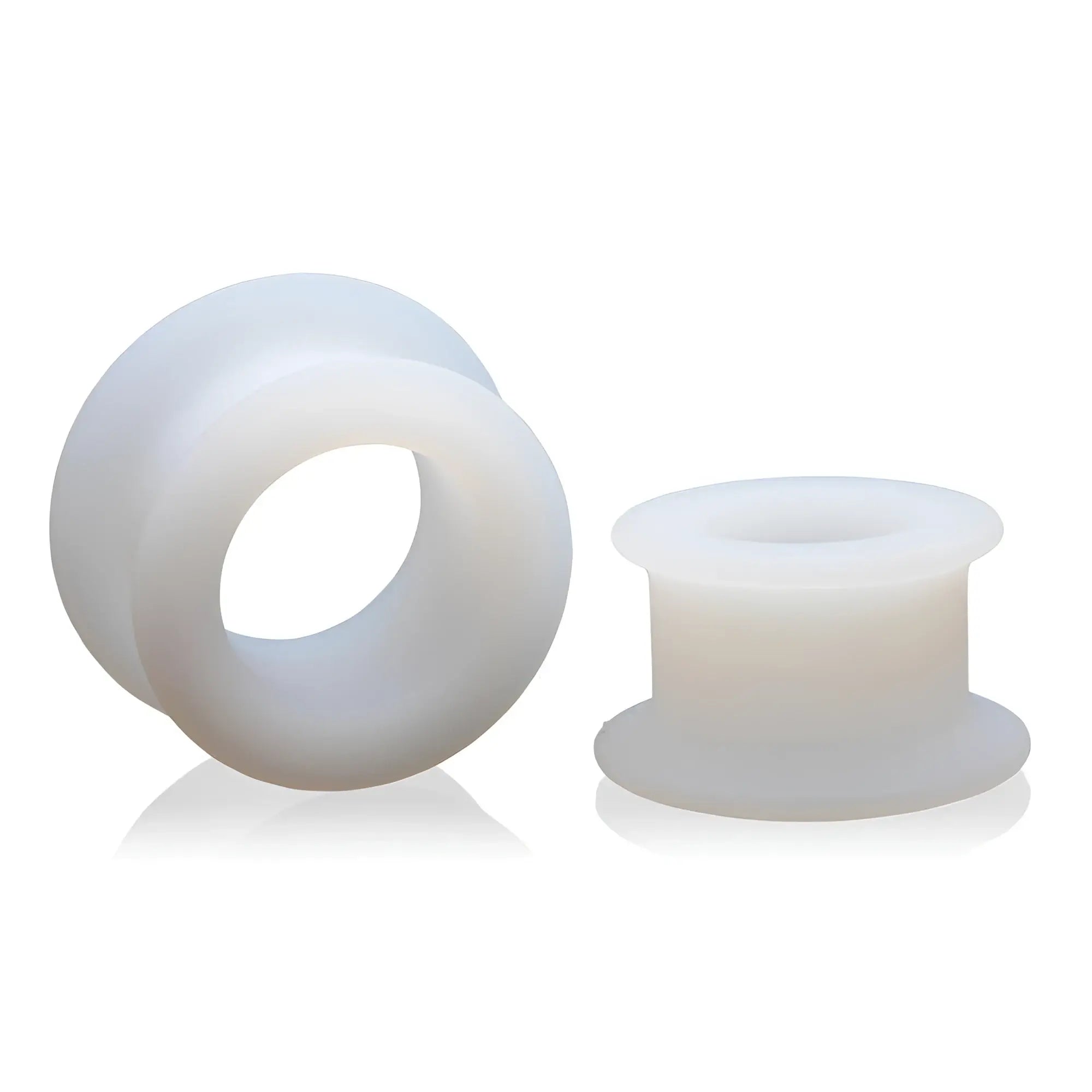 Master Series Stretch Master 2-piece white silicone grommet training set with a smooth, flared-edge design.