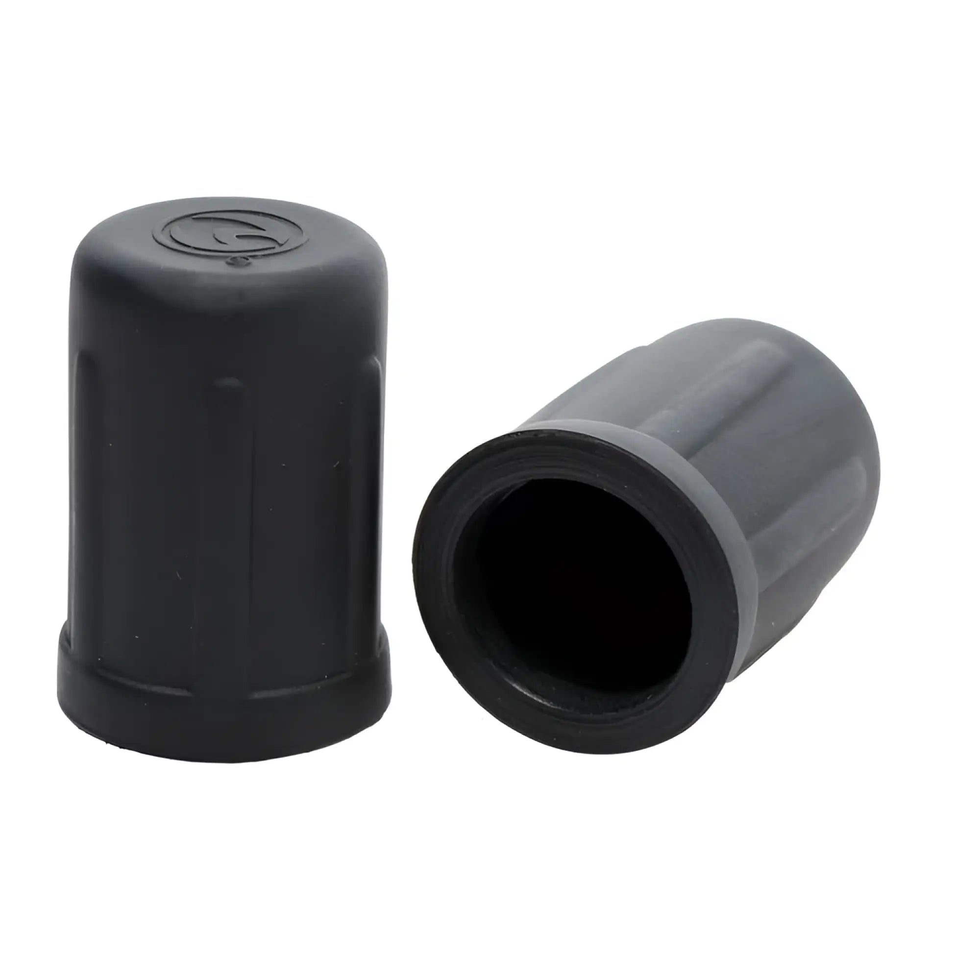 Two black, cylindrical silicone Master Series Super Snake Bite suckers with ribbed sides and a logo on top.