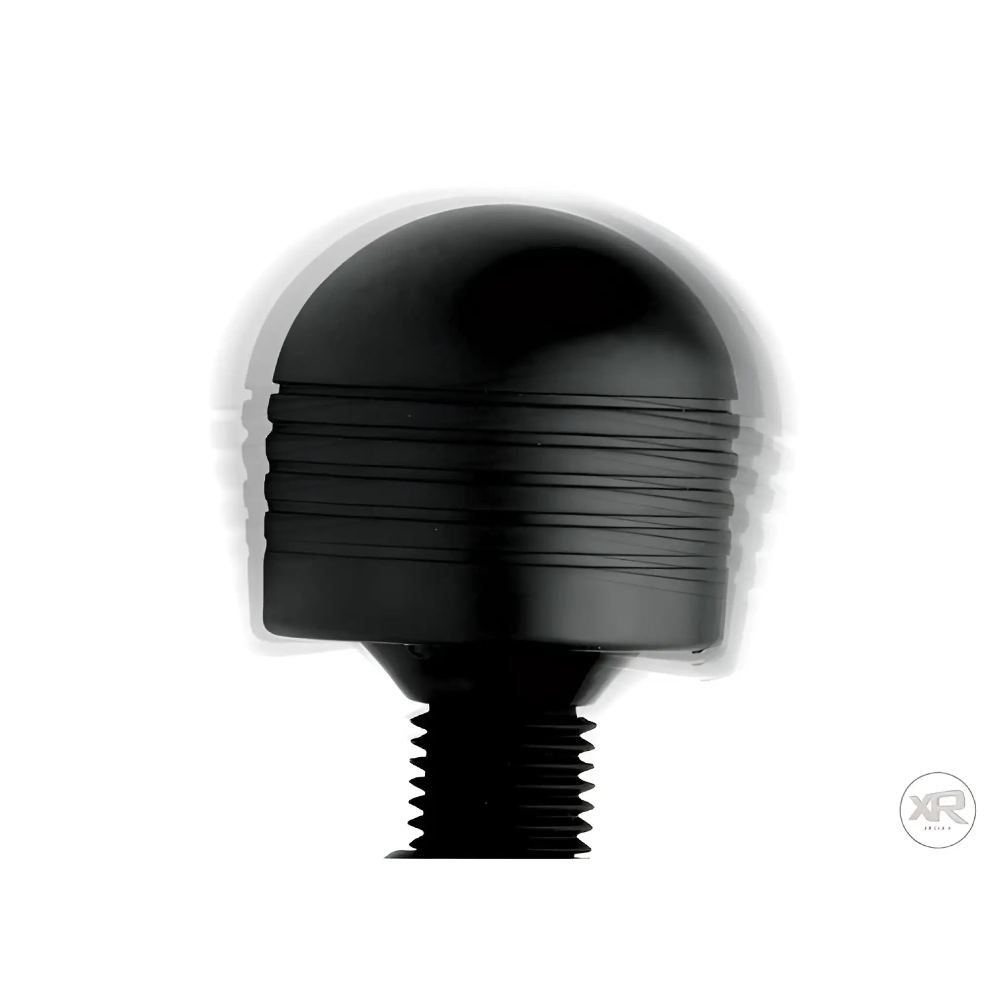 Master Series Thunderstick 2.0 black silicone ribbed wand attachment head, shown with a motion blur effect.
