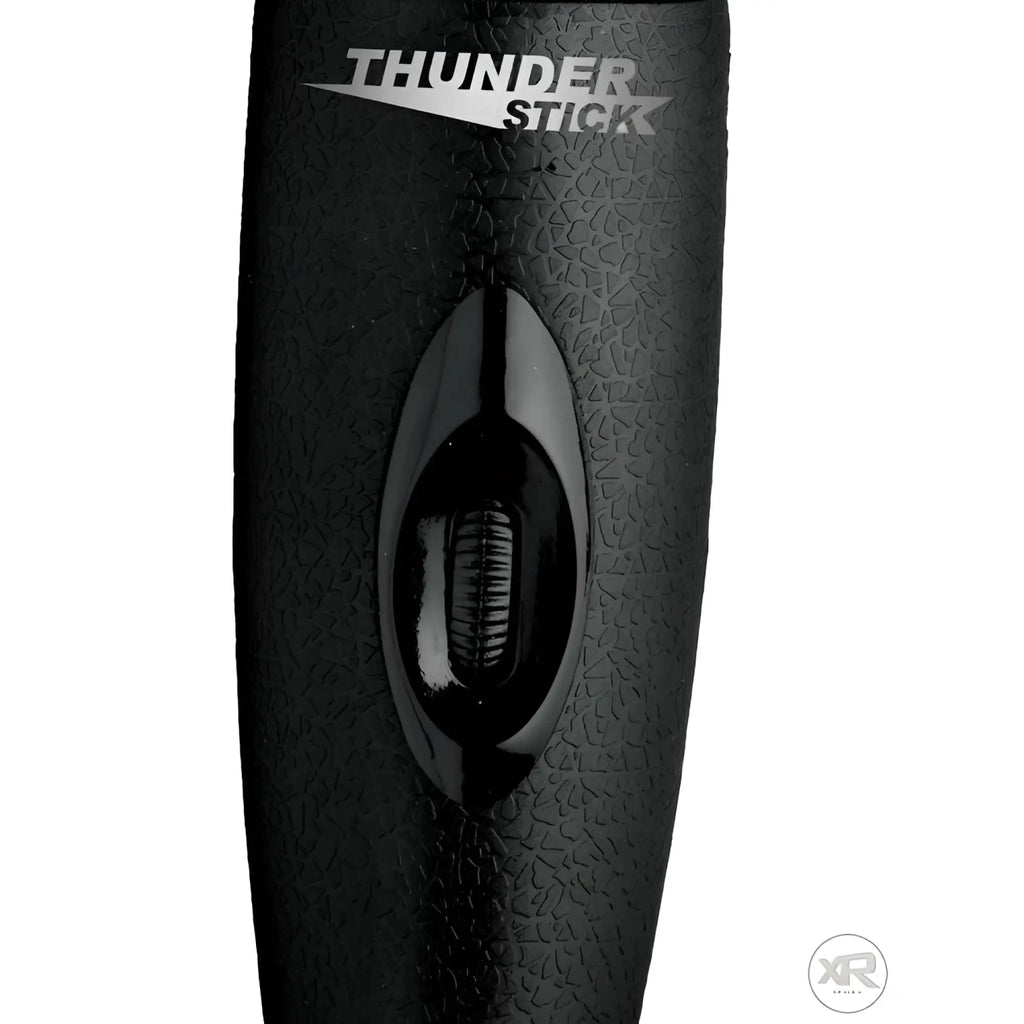 Close-up of the black textured Master Series Thunderstick 2.0 power wand showing its control dial and logo.