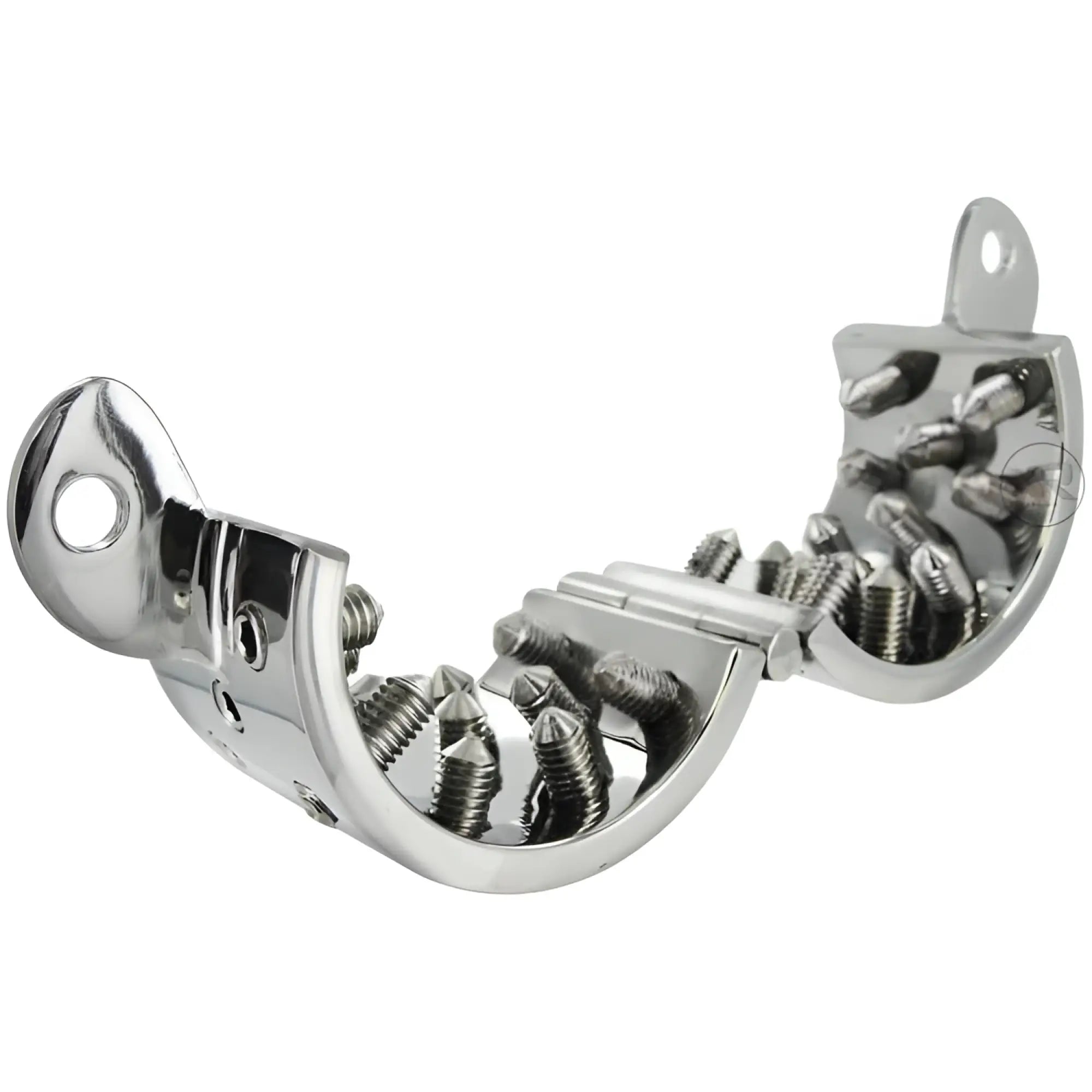 Master Series Toms Sharp Spikes CBT tool: a hinged, chrome-finished metal cuff lined with sharp internal metal spikes.