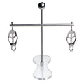 Master Series Tower of Pain: A chrome-finished metal stand holding two adjustable nipple clamps on a clear acrylic base.