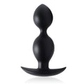 Master Series Weighted Beaded Anal Plug in matte black, featuring two spherical beads and a curved base.