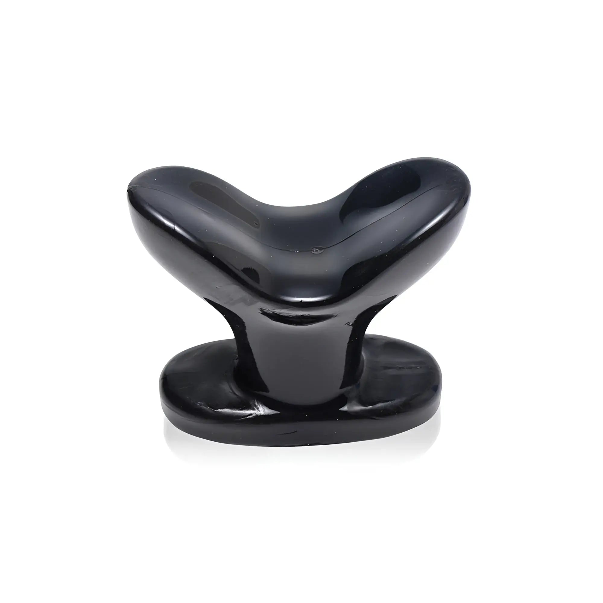 Master Series XL Ass Anchor, a smooth, glossy black flared anal plug with a wide, curved top and oval base.