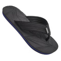 Matrix sandal black flip-flop with textured rubber sole and subtle purple trim along the edge