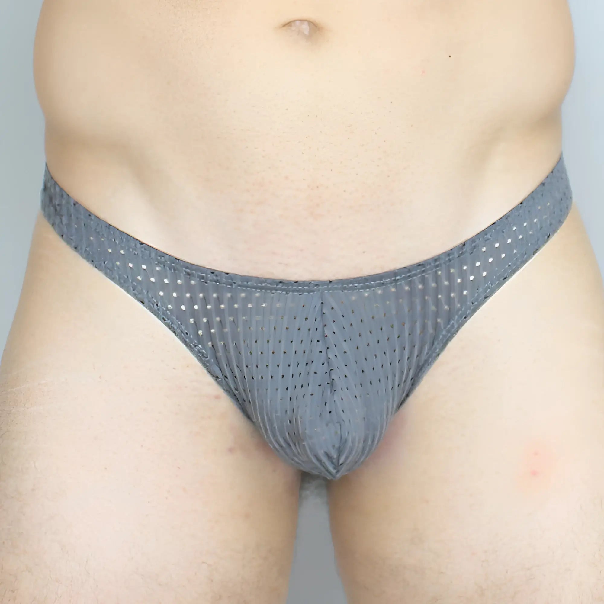 Gray mesh mckillop gggpl gravity enhance thong expose with subtle small perforations and breathable fabric design