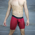 Red men’s mckillop hoist modal knee long boxer briefs burgundy with black waistband size m