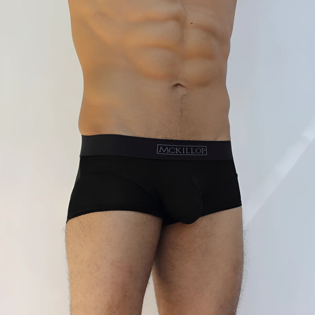 Black mckillop jagger modal boxer brief underwear in size s with sleek fitted design and subtle waistband logo