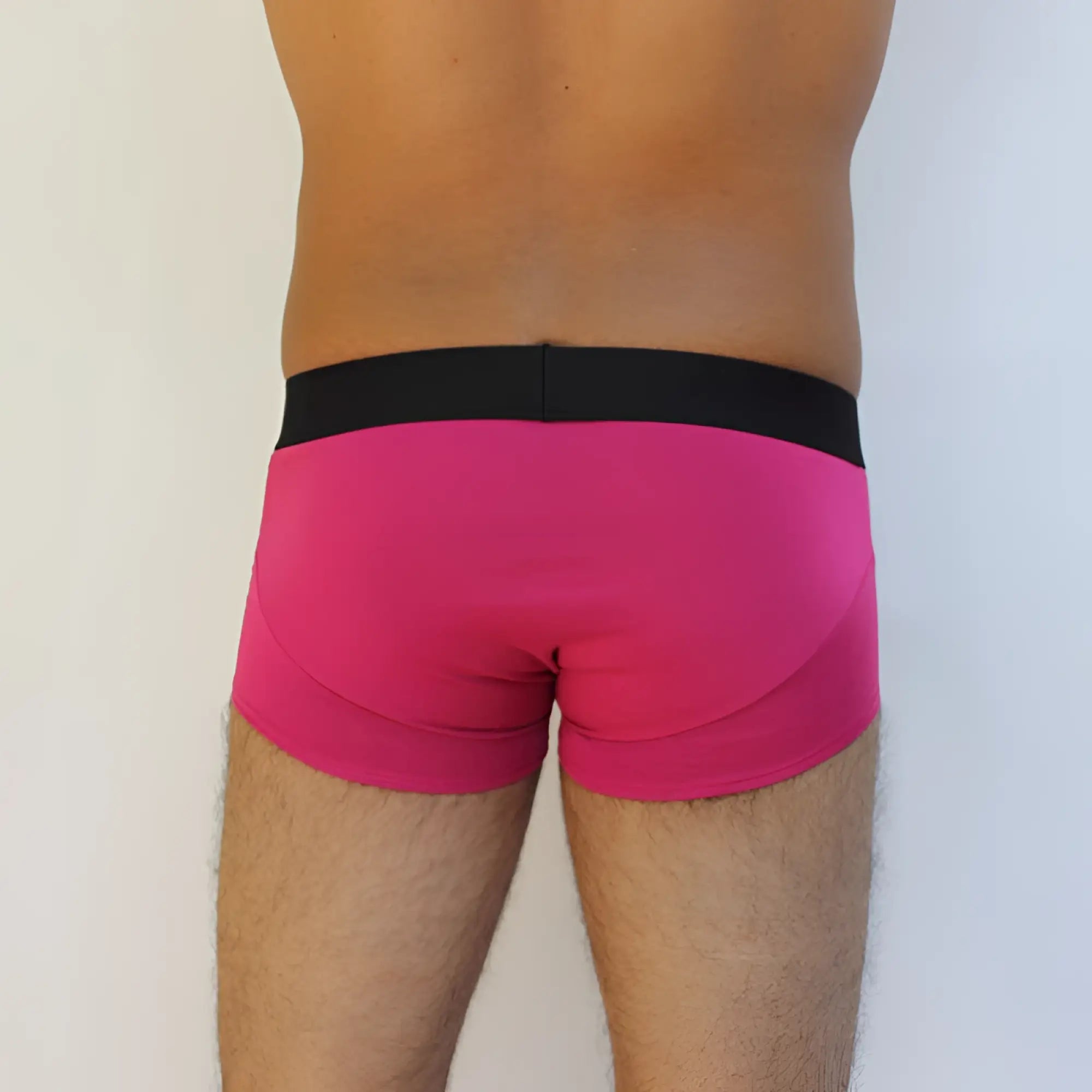 McKillop Jagger modal boxer brief underwear in bright fuchsia with black elastic waistband size S front view