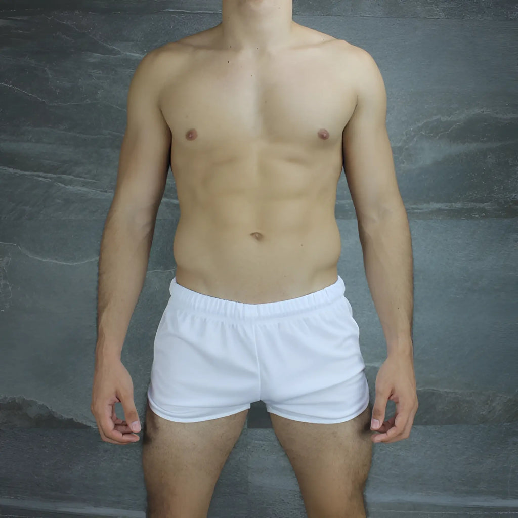 White mckillop vivid score athletic shorts with elastic waistband size s for sports and training