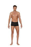 Black men’s elastic boxer brief made of soft breathable fabric for comfortable everyday wear