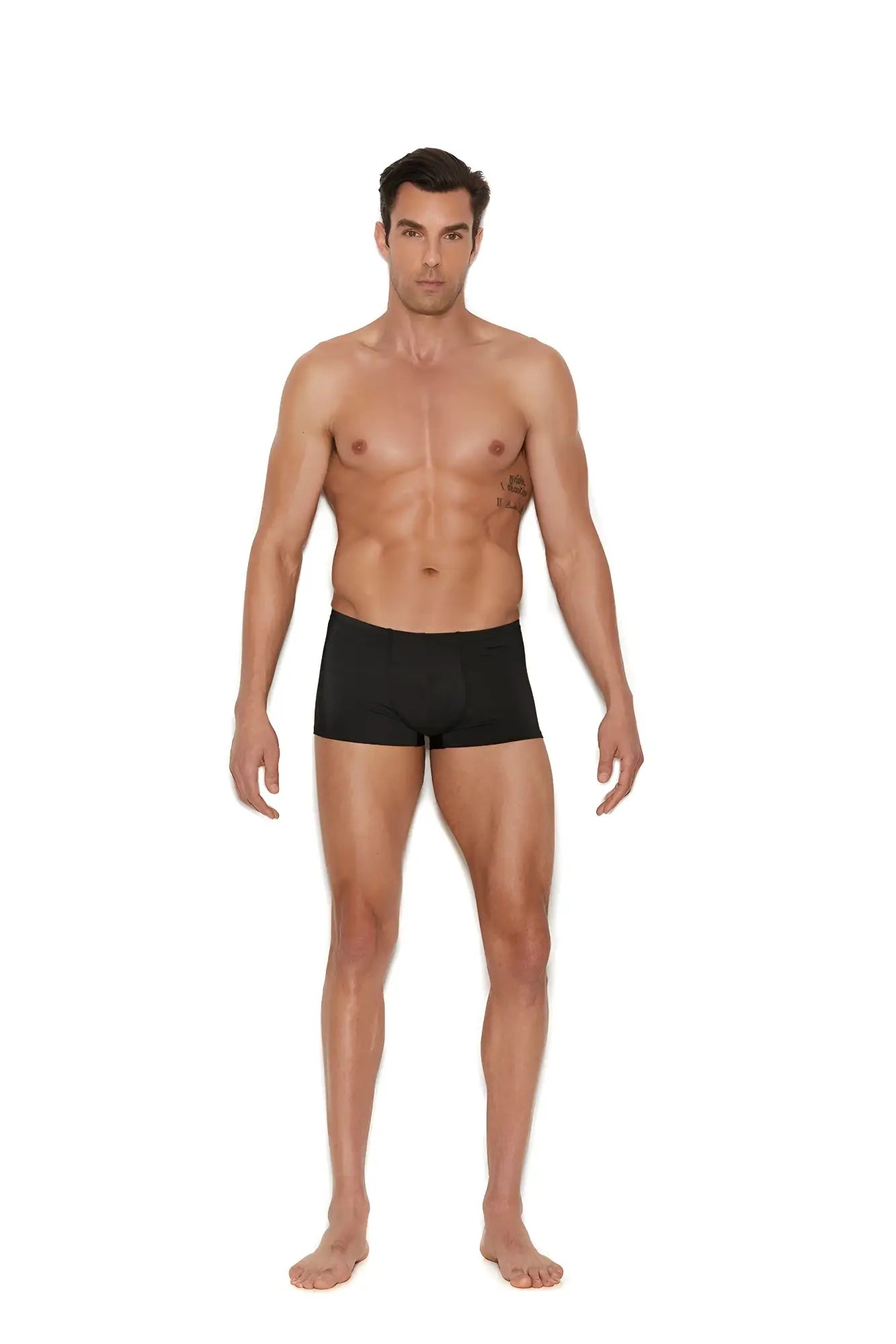 Black men’s elastic boxer brief made of soft breathable fabric for comfortable everyday wear