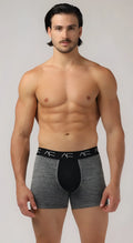 Gray heathered mesh combo trunks boxer briefs with black front panel and ac logo elastic waistband