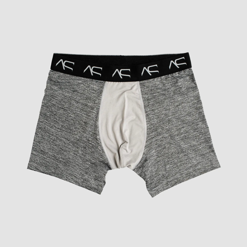 Gray heathered mesh combo trunks boxer briefs with white inner panel and black ac logo waistband