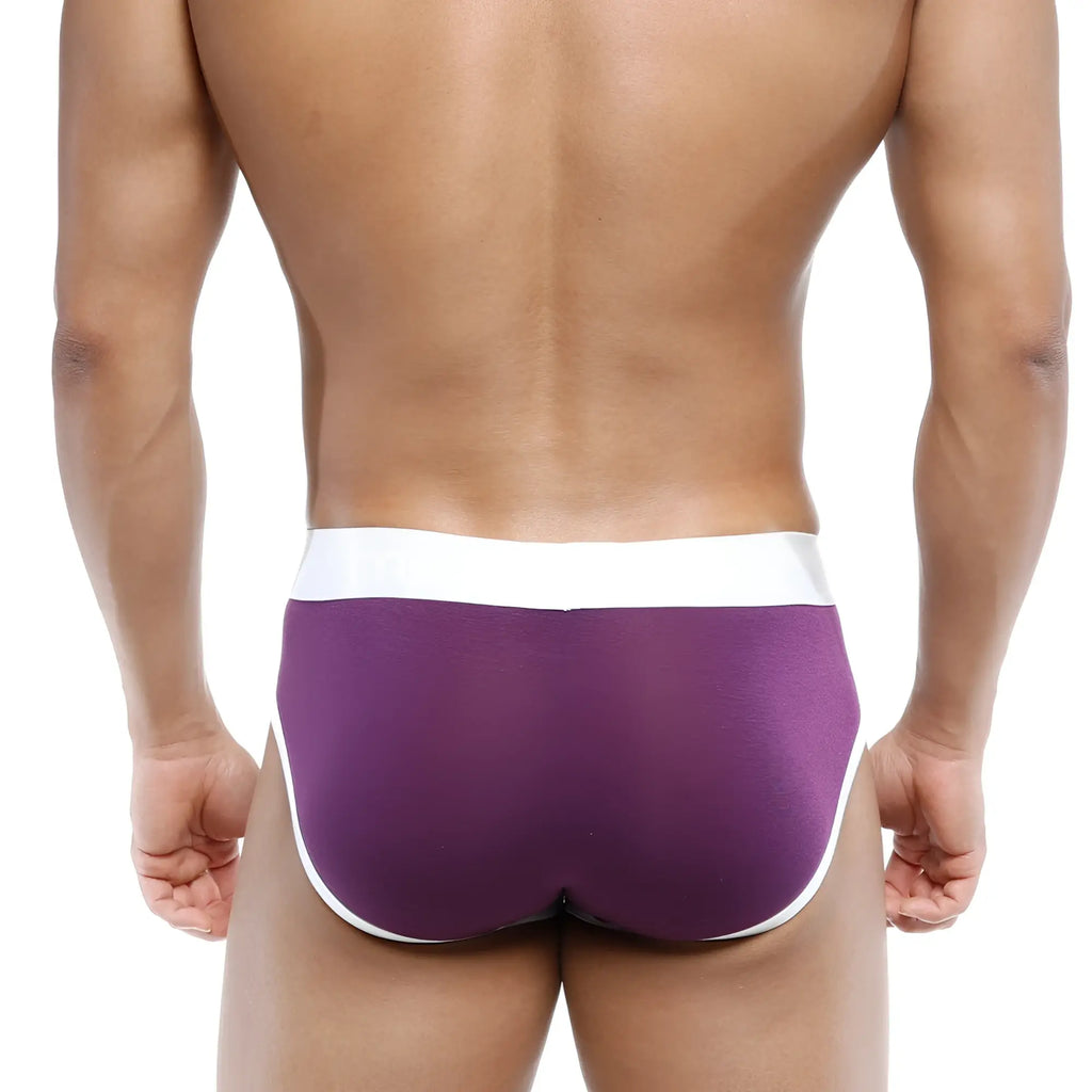 MetroMaleWear 365 hip brief bordeaux 9003-19 purple briefs with white waistband and trim for comfortable wear