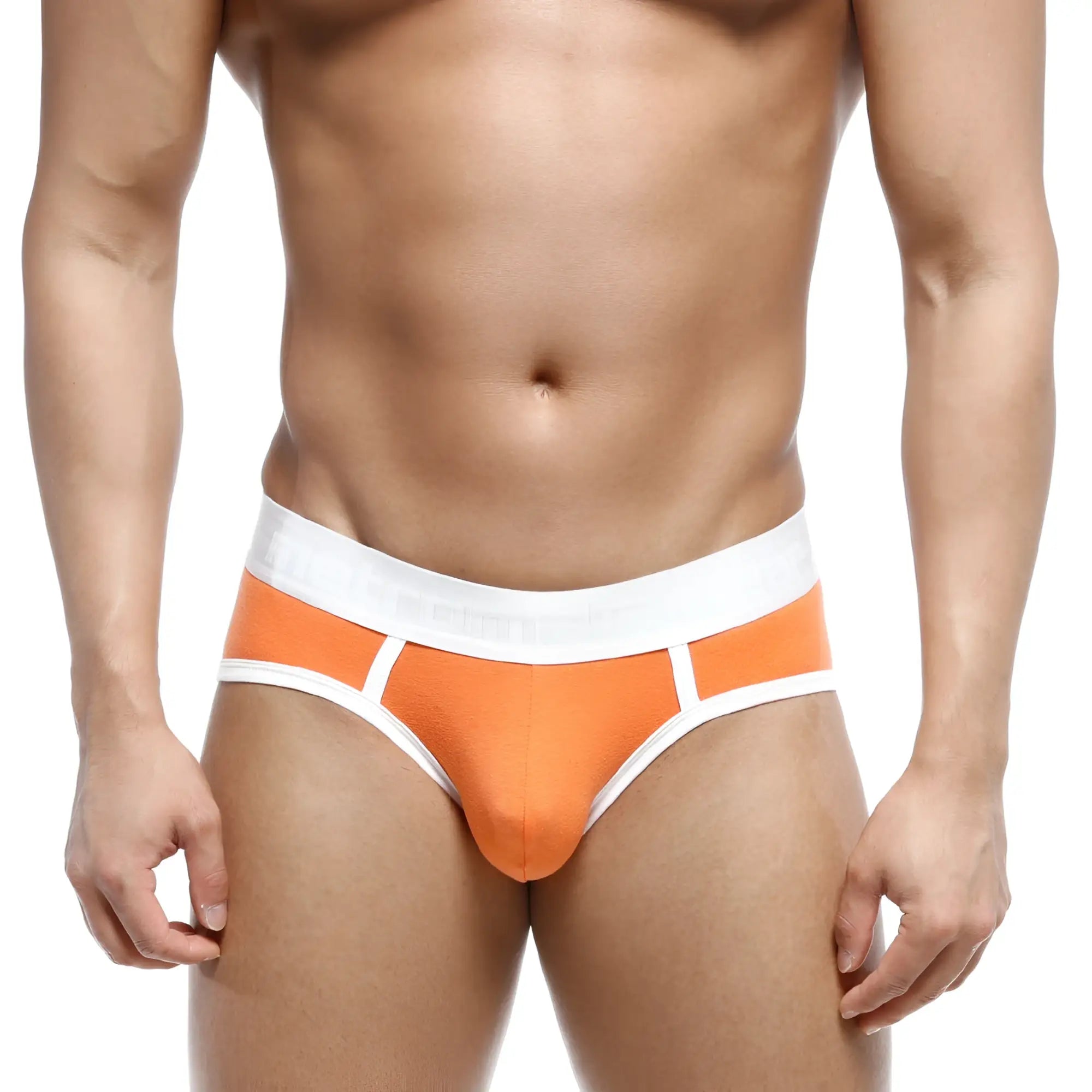 MetroMaleWear 365 hip brief orange 9003-14 snug athletic briefs with orange and white colors and reinforced waistband