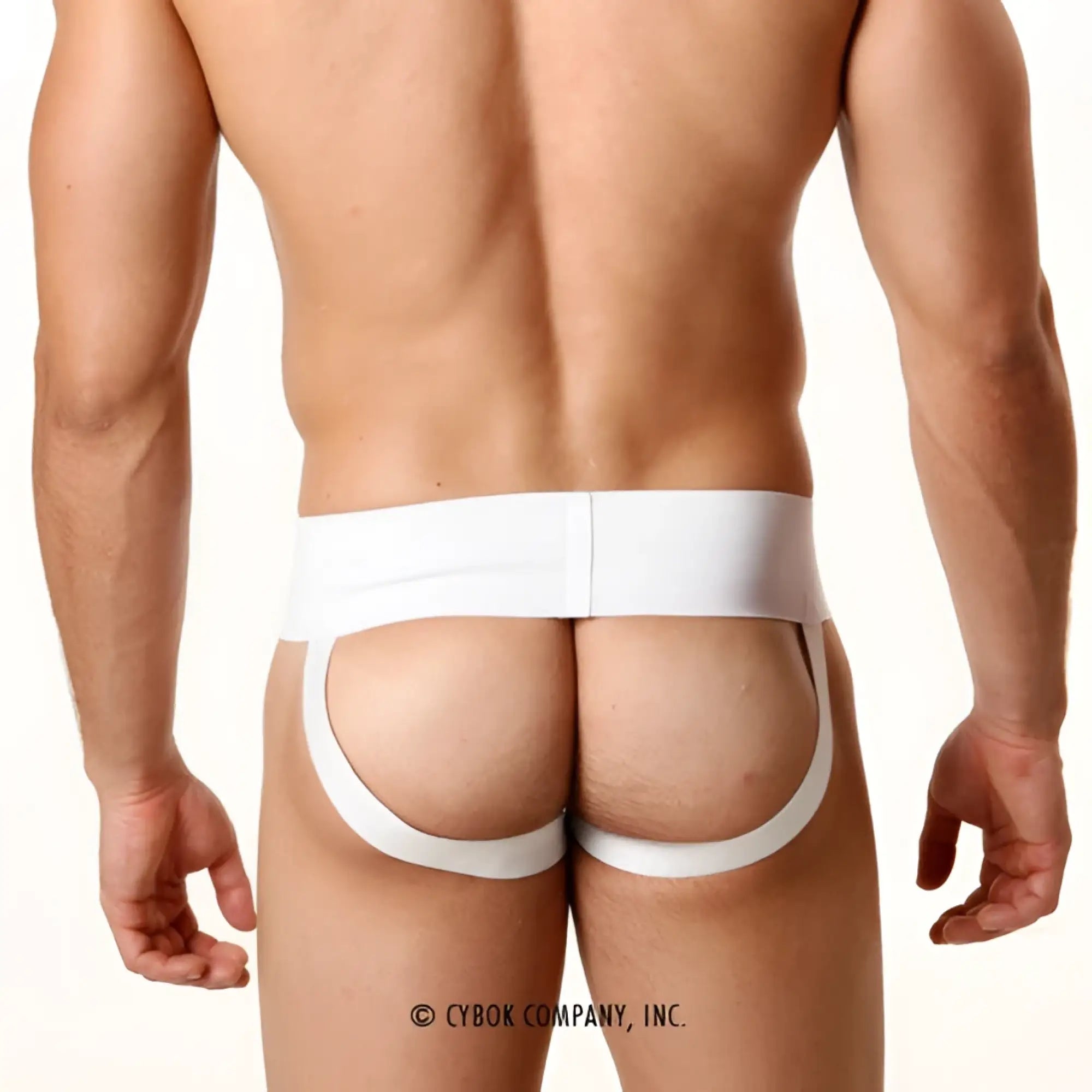 White seamless high-waisted briefs with supportive back panel and leg straps made of rib cotton by MetroMaleWear
