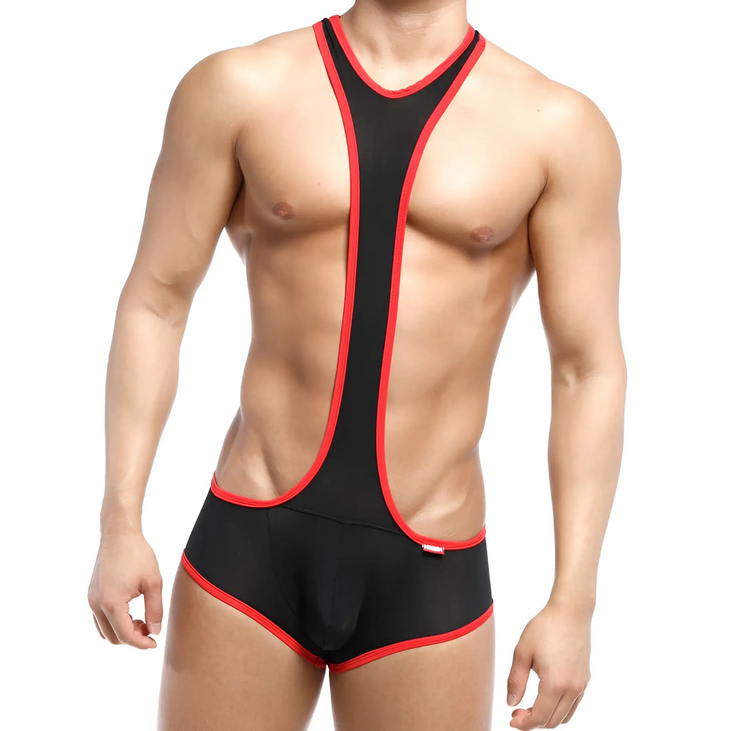 MetroMaleWear Acme singlet red 0010-12 black and red form-fitting wrestling singlet with sleek design for performance