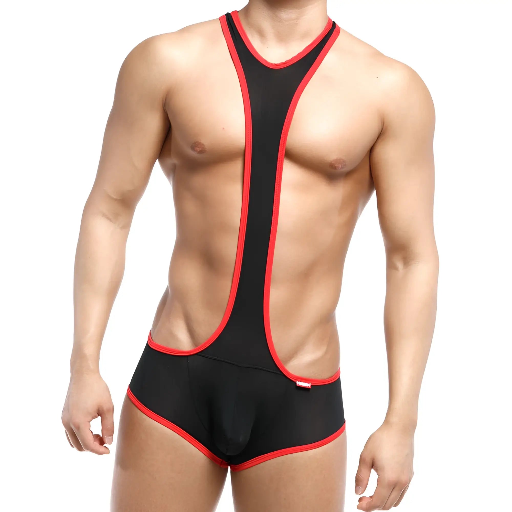 MetroMaleWear Acme singlet red 0010-12 black and red form-fitting wrestling singlet with sleek design for performance
