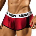 Metro male wear active boxer burgundy 3327-29 red and black athletic briefs with white waistband and bold miiow branding
