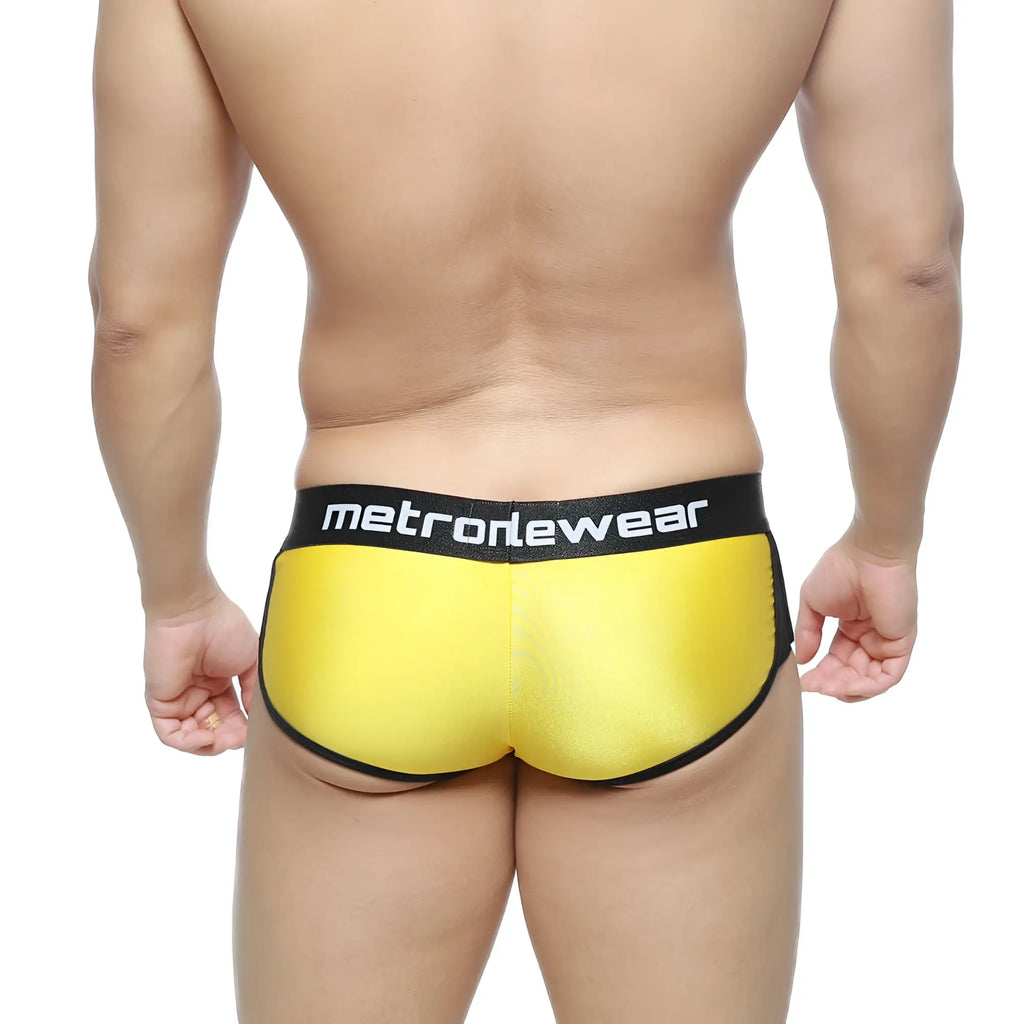 Bright yellow metallic active boxer briefs with black metronewear branded elastic waistband mango 3327-15