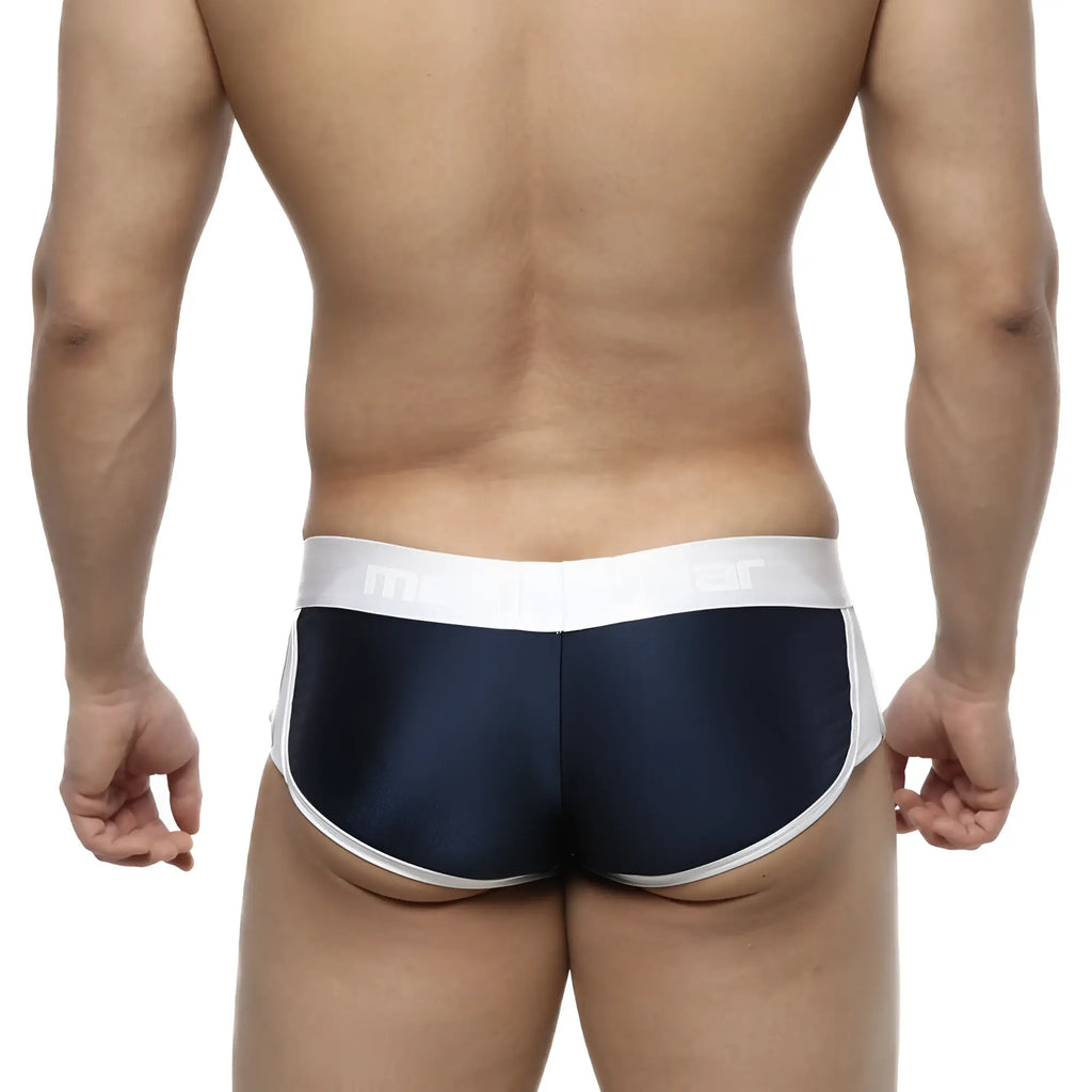 Navy blue and white metro malewear active boxer briefs with sleek form-fitting design for athletic use