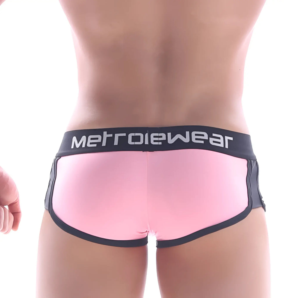 Metrosex wear active boxer pink briefs with black elastic waistband and trim for comfortable daily wear