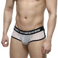 Black and transparent mesh briefs with metromalewear branded waistband from metro male wear active boxer white mesh 3327-71