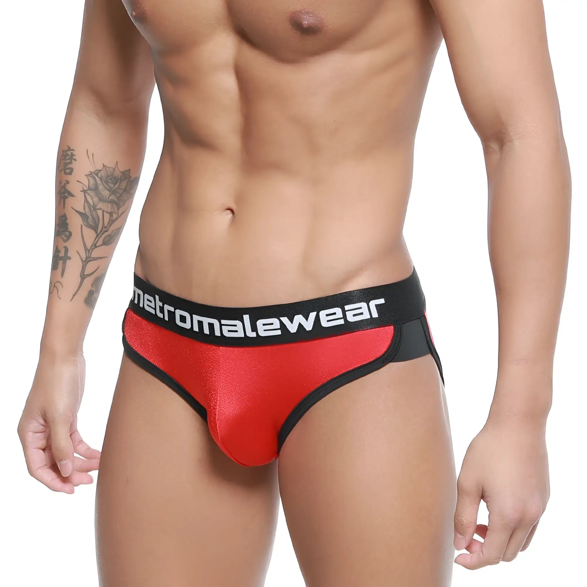 MetroMaleWear active brief red 3303-12 in red and black shiny form-fitting metromalewear brief design