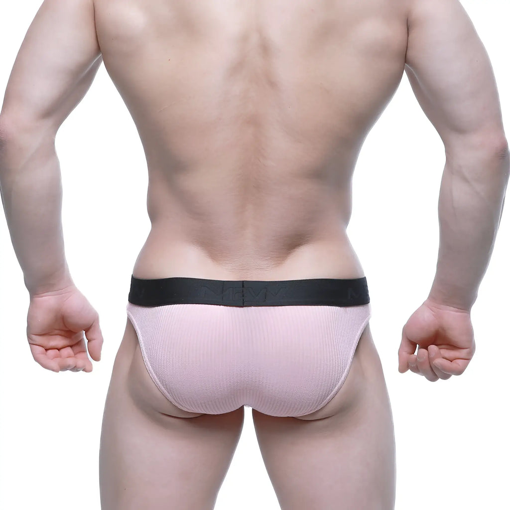 Pink metroMalewear air brief 3803-02 ribbed briefs with black elastic waistband for comfortable support