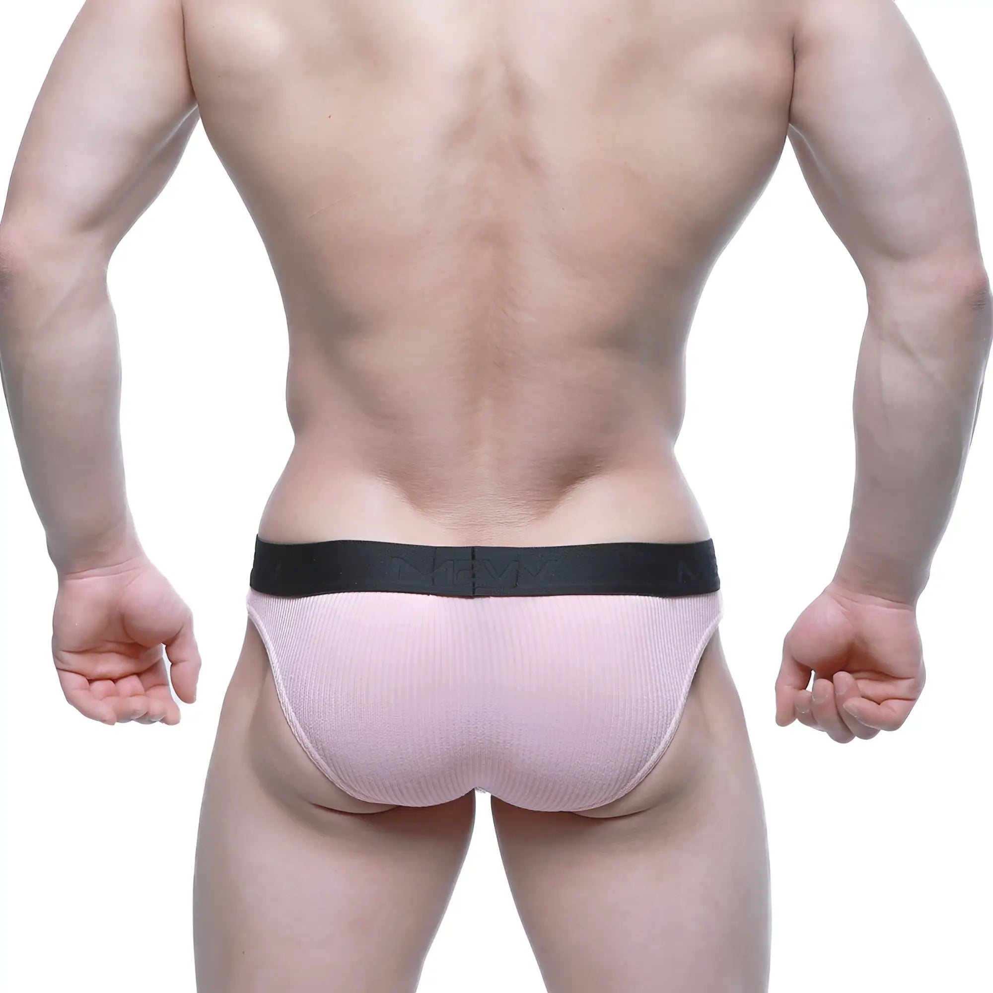 Pink metroMalewear air brief 3803-02 ribbed briefs with black elastic waistband for comfortable support