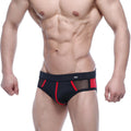 MetroMaleWear Alonzo swim brief red with black mesh trim featuring a sleek athletic design for swimming