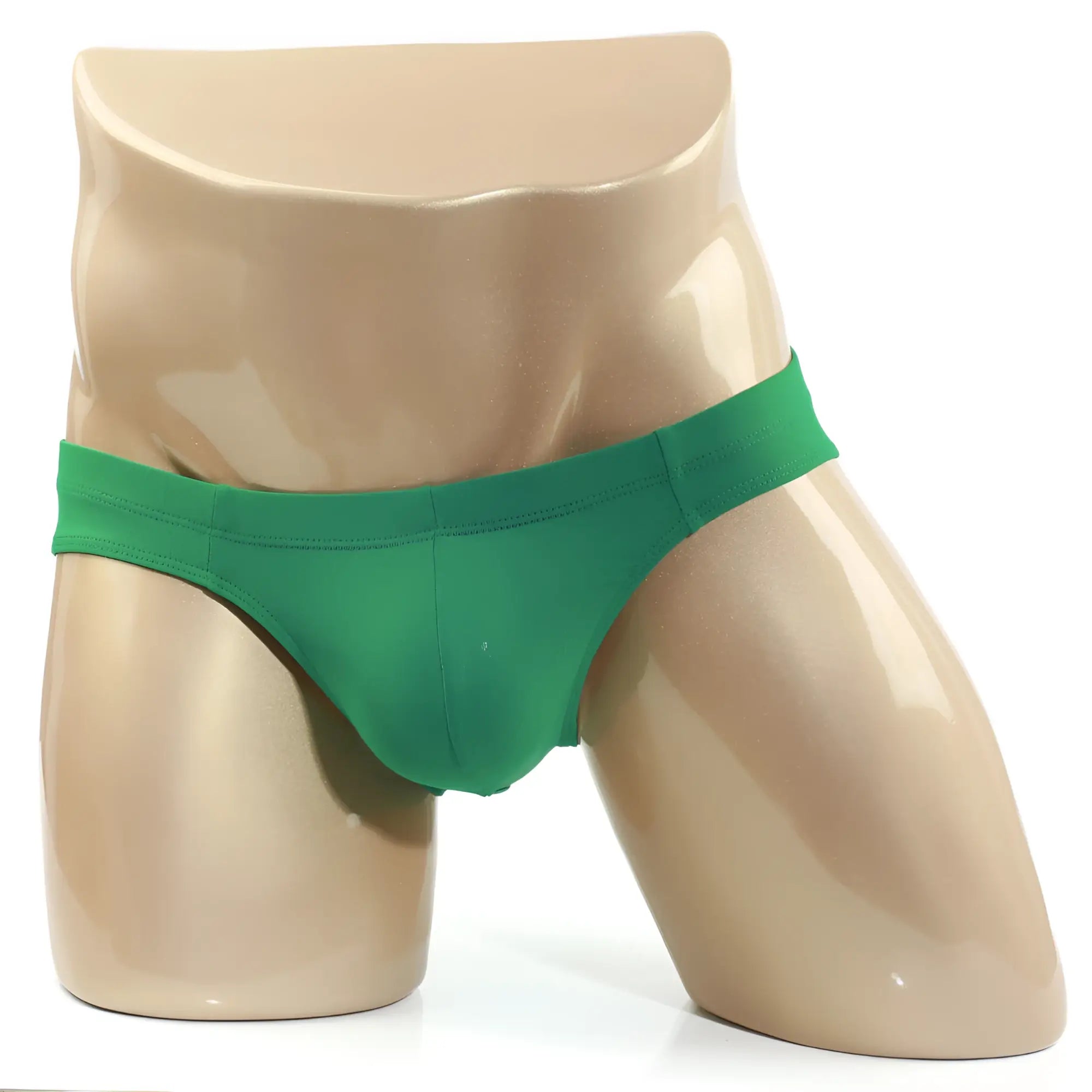 Metro male wear aluche bikini green 5043-17 green briefs displayed on a mannequin showing the front side