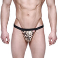 Leopard-print thong with black elastic waistband from metromalewear animal string gold 1014-60 product front view