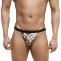 Leopard-print thong with black elastic waistband by metromalewear animal string tiger 1014-62 showing front side