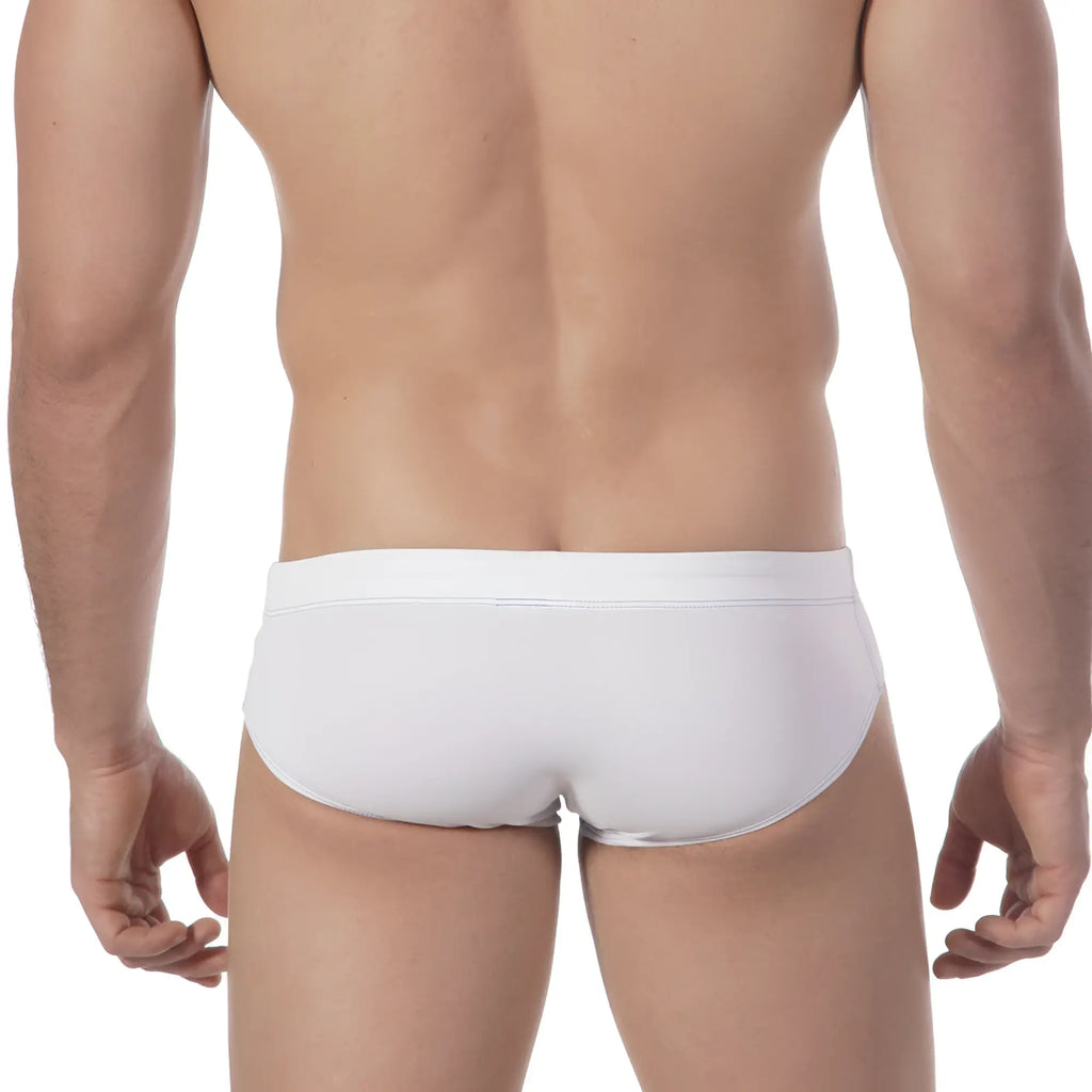 Metro male wear aqua white swim brief 4917-00 white briefs with smooth form-fitting design and elastic waistband