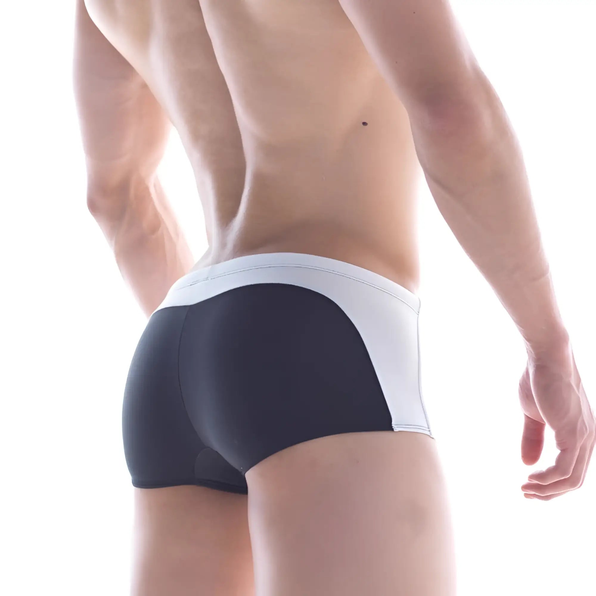 MetroMaleWear Arc swim boxer black 4925-20 sleek black and white athletic briefs with a form-fitting design