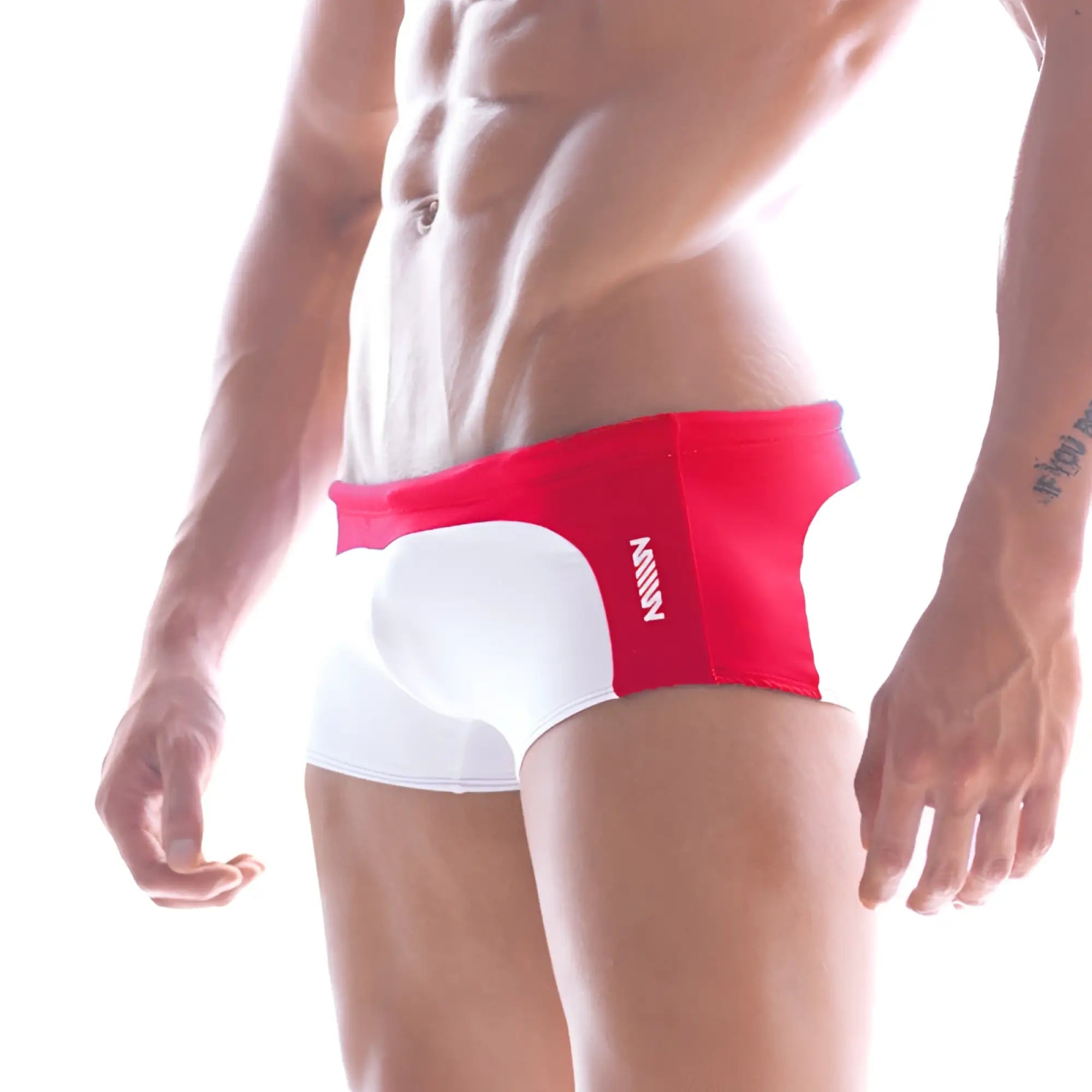 Red and white metro male wear arc swim boxer crimson 4925-12 with sleek modern design for men