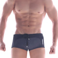 Dark navy MetroMaleWear Arc Swim boxer with sleek modern design and white logo on the side for swimming