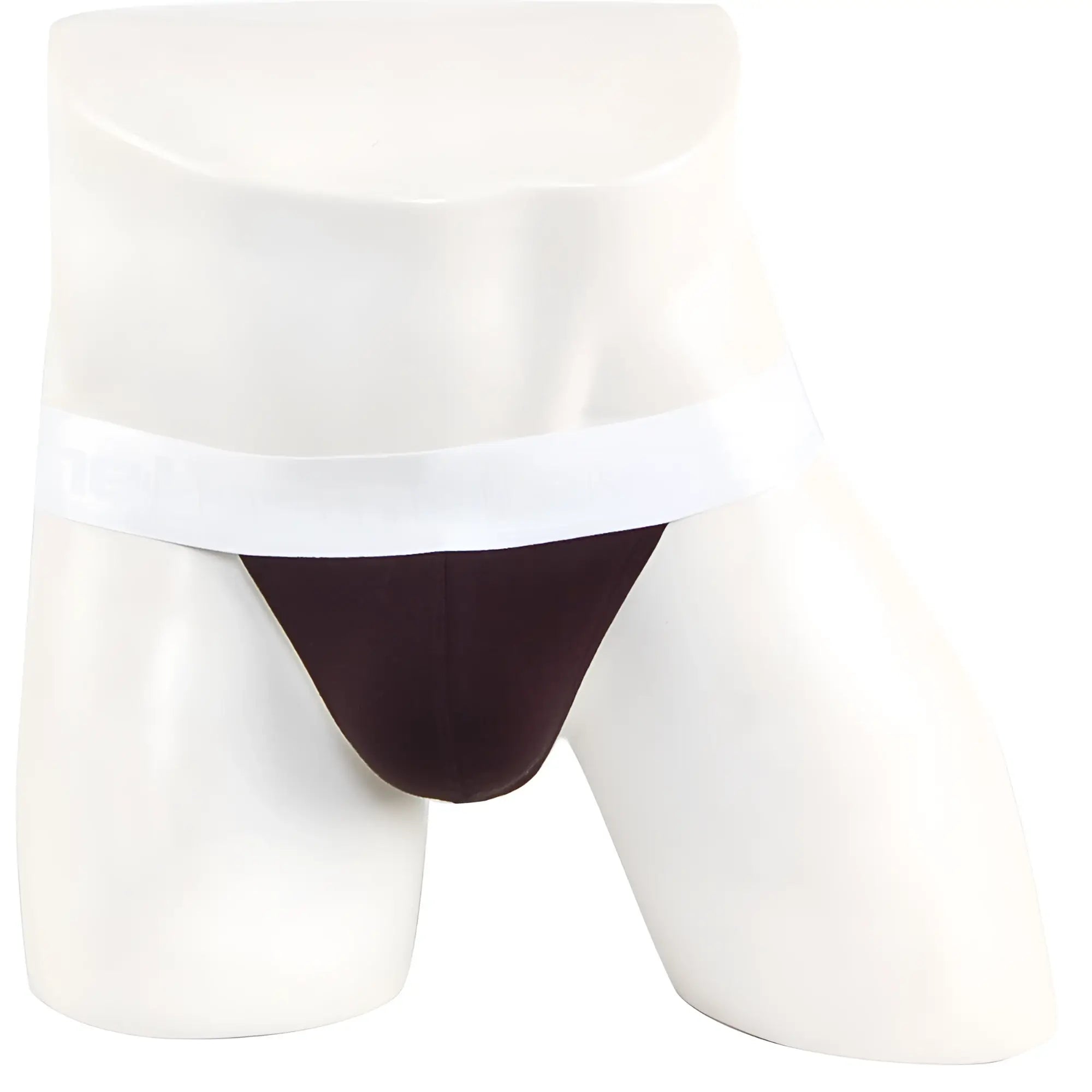 Dark brown briefs with white waistband on mannequin metro male wear asian bikini 3pack 3004-3pk