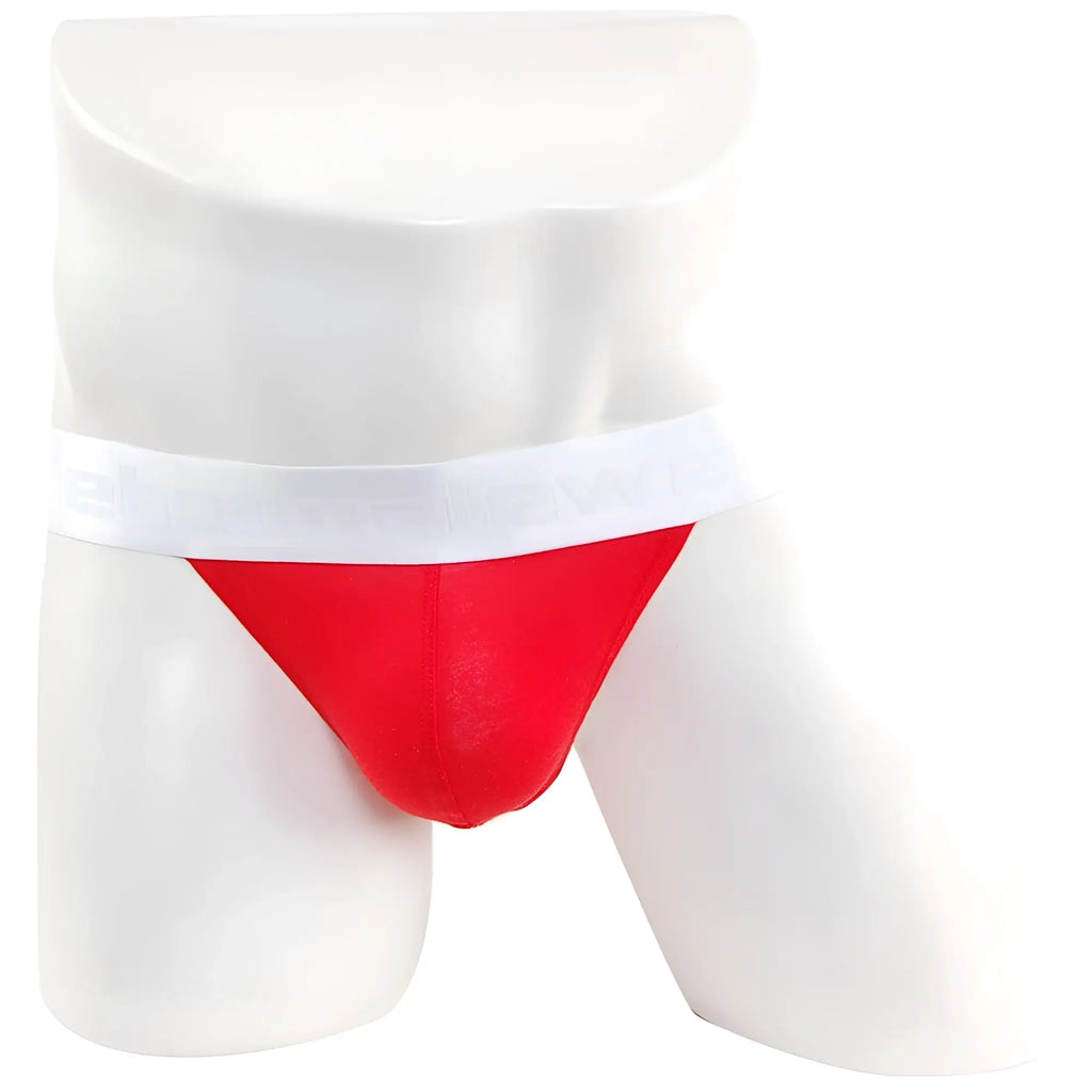 Red briefs with white elastic waistband asian bikini style from metromalewear 3pack for comfortable wear